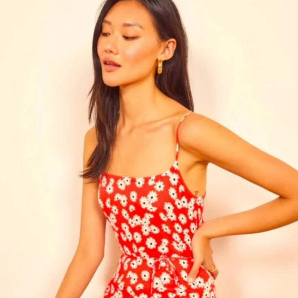 Reformation Daisy Red and White Dress